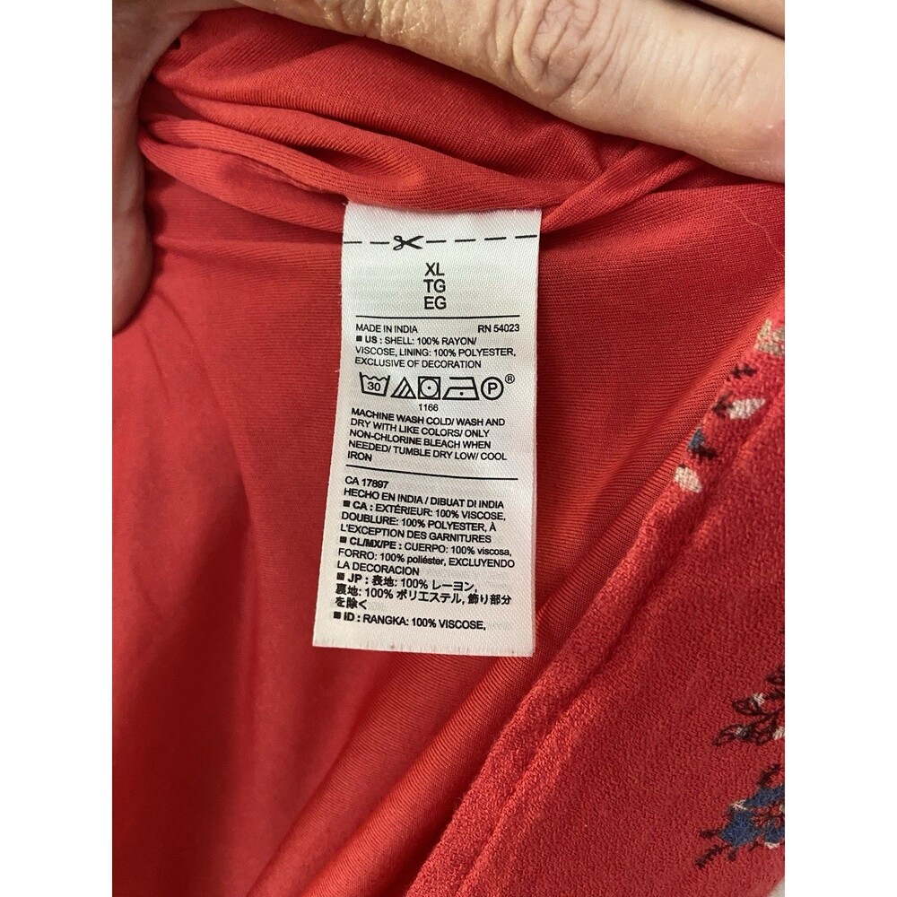 Old Navy Women Boho Floral Dress Size XL Red Peasant Festival Artisan Embroidery - Picture 5 of 13